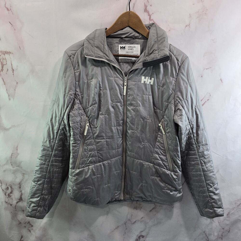 Helly Hansen Jacket Womens Medium Gray Verglas Puffer Quilted Primaloft Tech